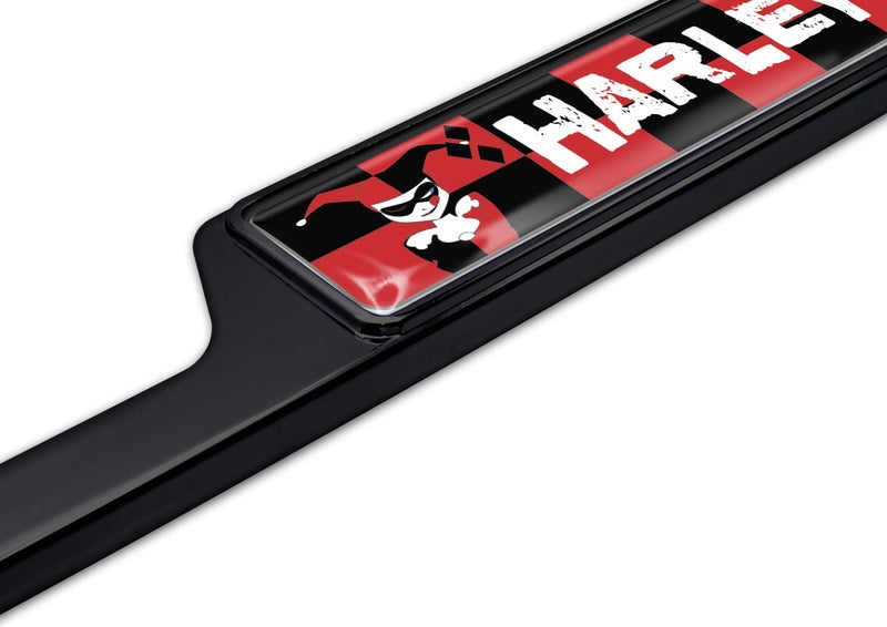 Elektroplate Officially Licensed - DC Comics Harley Quinn Automotive-Grade Black Plastic Open Corner License Plate Frame Tag Holder for Cars/SUVs/Trucks Weather-Proof Auto Accessory - Image 3